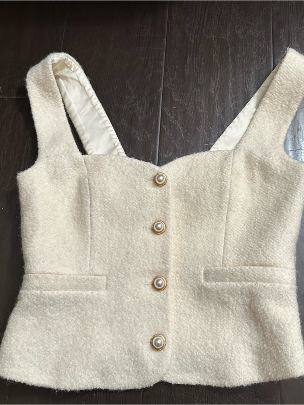 Reformation Cream Bouclé Cropped Tank